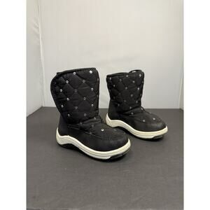 Adorababy Black Quilted Snow Boots Toddler Girls With Silver Sequin Size 8